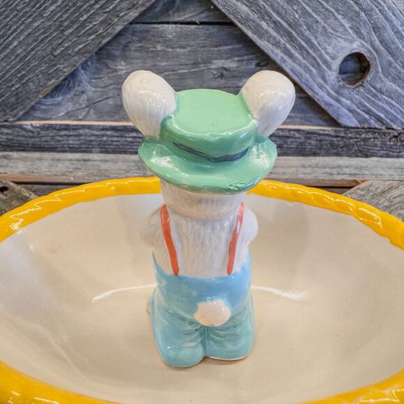 1997 Vintage Hermitage Pottery, Ceramic Easter Bunny and Basket Jelly Bean Dish - Picture 7 of 10